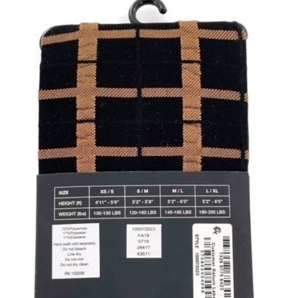 INC International Concepts Women's Black Plaid Windowpane Tights Black Size XS/S - Picture 4 of 4